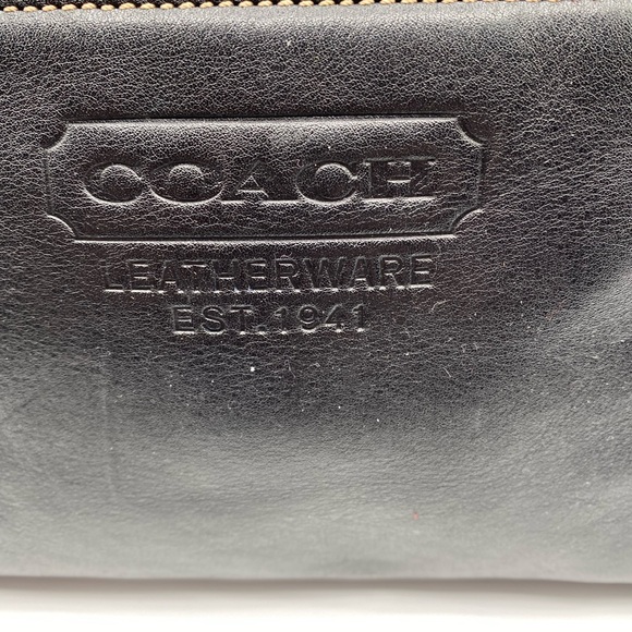 584coach unisex 1941 collection pouch black leather zip top #5086 Preowned - Picture 3 of 9